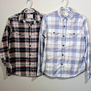 LOT OF 2 Tilley Women's Plaid Flannel Button Down Shirts - Size Small